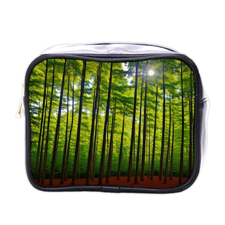 Green Forest Jungle Trees Nature Sunny Mini Toiletries Bag (One Side)