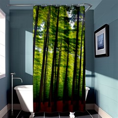 Green Forest Jungle Trees Nature Sunny Shower Curtain 36  X 72  (stall)  by Ravend