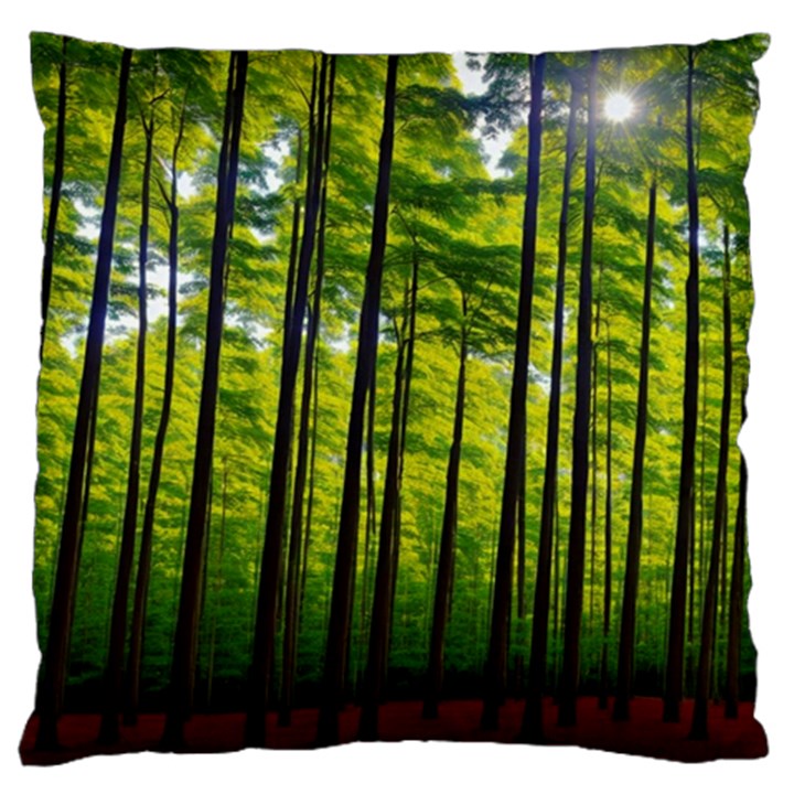 Green Forest Jungle Trees Nature Sunny Large Cushion Case (Two Sides)