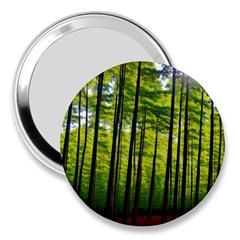 Green Forest Jungle Trees Nature Sunny 3  Handbag Mirrors by Ravend