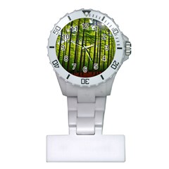 Green Forest Jungle Trees Nature Sunny Plastic Nurses Watch by Ravend