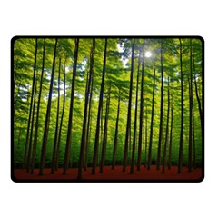 Green Forest Jungle Trees Nature Sunny Two Sides Fleece Blanket (small) by Ravend