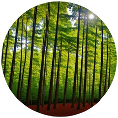 Green Forest Jungle Trees Nature Sunny Wooden Puzzle Round by Ravend