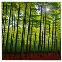 Green Forest Jungle Trees Nature Sunny Wooden Puzzle Square by Ravend