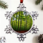 Green Forest Jungle Trees Nature Sunny Metal Large Snowflake Ornament Front