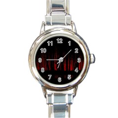 Scary Dark Forest Red And Black Round Italian Charm Watch by Ravend