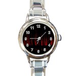 Scary Dark Forest Red And Black Round Italian Charm Watch Front