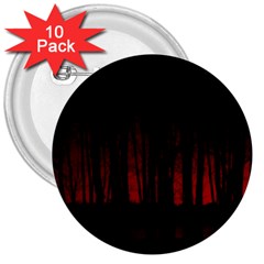 Scary Dark Forest Red And Black 3  Buttons (10 Pack)  by Ravend