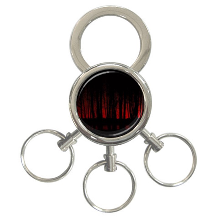 Scary Dark Forest Red And Black 3-Ring Key Chain