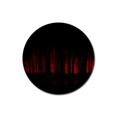 Scary Dark Forest Red And Black Rubber Round Coaster (4 Pack) by Ravend