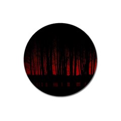 Scary Dark Forest Red And Black Magnet 3  (round) by Ravend