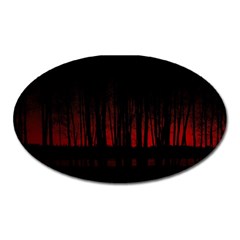 Scary Dark Forest Red And Black Oval Magnet by Ravend