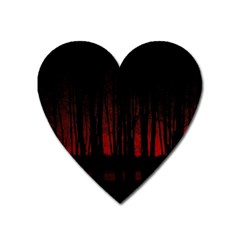 Scary Dark Forest Red And Black Heart Magnet by Ravend