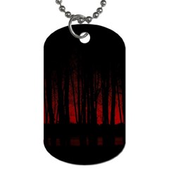 Scary Dark Forest Red And Black Dog Tag (one Side) by Ravend