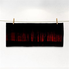 Scary Dark Forest Red And Black Hand Towel by Ravend