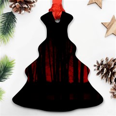 Scary Dark Forest Red And Black Christmas Tree Ornament (two Sides) by Ravend