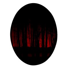 Scary Dark Forest Red And Black Oval Glass Fridge Magnet (4 Pack)