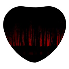 Scary Dark Forest Red And Black Heart Glass Fridge Magnet (4 Pack) by Ravend