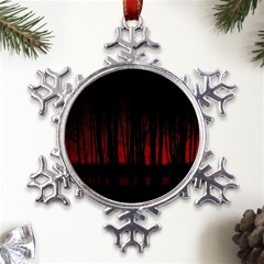 Scary Dark Forest Red And Black Metal Large Snowflake Ornament