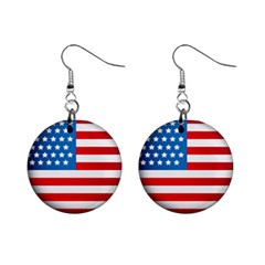 United Of America Usa Flag Mini Button Earrings by Celenk