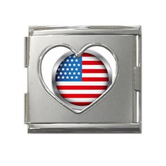 United Of America Usa Flag Mega Link Heart Italian Charm (18mm) by Celenk