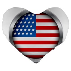 United Of America Usa Flag Large 19  Premium Heart Shape Cushions by Celenk