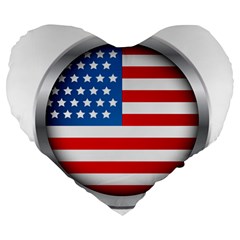 United Of America Usa Flag Large 19  Premium Flano Heart Shape Cushions by Celenk