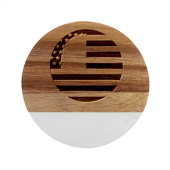 United Of America Usa Flag Marble Wood Coaster (round) by Celenk