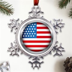 United Of America Usa Flag Metal Large Snowflake Ornament