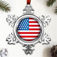 United Of America Usa Flag Metal Small Snowflake Ornament