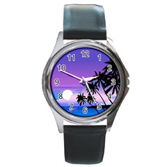 Scenery Landscape Nature Round Metal Watch