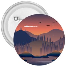 Cool Landscape Night Minimal Art Minimalist 3  Buttons by Ravend