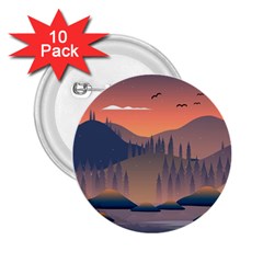 Cool Landscape Night Minimal Art Minimalist 2 25  Buttons (10 Pack)  by Ravend