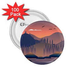 Cool Landscape Night Minimal Art Minimalist 2 25  Buttons (100 Pack)  by Ravend