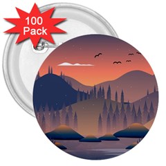 Cool Landscape Night Minimal Art Minimalist 3  Buttons (100 Pack)  by Ravend