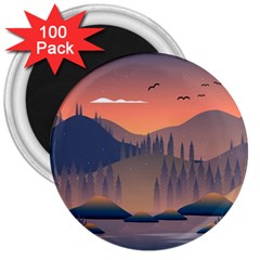 Cool Landscape Night Minimal Art Minimalist 3  Magnets (100 Pack) by Ravend