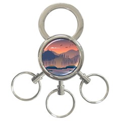 Cool Landscape Night Minimal Art Minimalist 3-ring Key Chain by Ravend