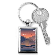 Cool Landscape Night Minimal Art Minimalist Key Chain (rectangle) by Ravend