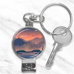 Cool Landscape Night Minimal Art Minimalist Nail Clippers Key Chain by Ravend