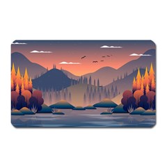 Cool Landscape Night Minimal Art Minimalist Magnet (rectangular) by Ravend