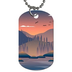 Cool Landscape Night Minimal Art Minimalist Dog Tag (two Sides) by Ravend