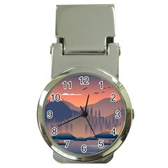 Cool Landscape Night Minimal Art Minimalist Money Clip Watches by Ravend