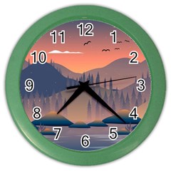 Cool Landscape Night Minimal Art Minimalist Color Wall Clock by Ravend