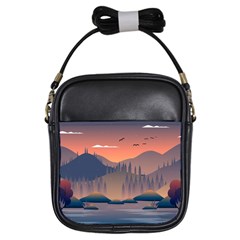 Cool Landscape Night Minimal Art Minimalist Girls Sling Bag by Ravend