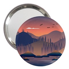 Cool Landscape Night Minimal Art Minimalist 3  Handbag Mirrors by Ravend