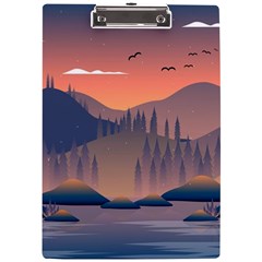 Cool Landscape Night Minimal Art Minimalist A4 Acrylic Clipboard by Ravend