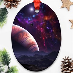 Clouds Fantasy Space Landscape Colorful Planet Ornament (oval) by Ravend