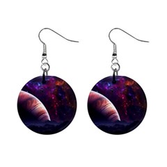 Clouds Fantasy Space Landscape Colorful Planet Mini Button Earrings by Ravend