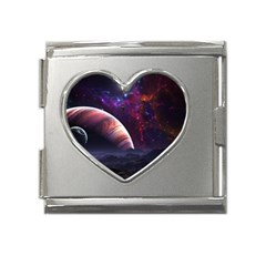 Clouds Fantasy Space Landscape Colorful Planet Mega Link Heart Italian Charm (18mm) by Ravend