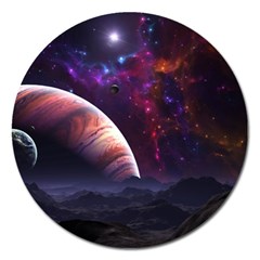 Clouds Fantasy Space Landscape Colorful Planet Magnet 5  (round) by Ravend